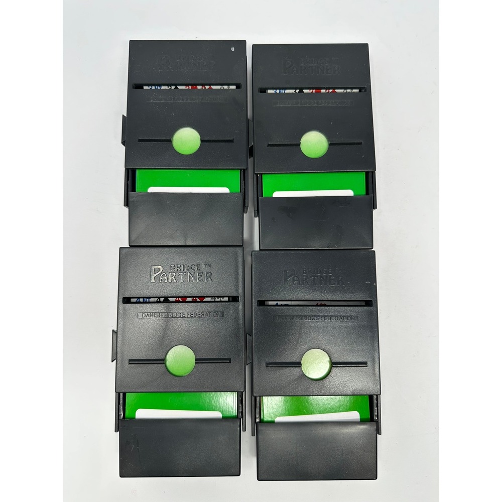 Bridge Partner Bidding Boxes Set of 4 Danish Bridge Federation Black with Cards